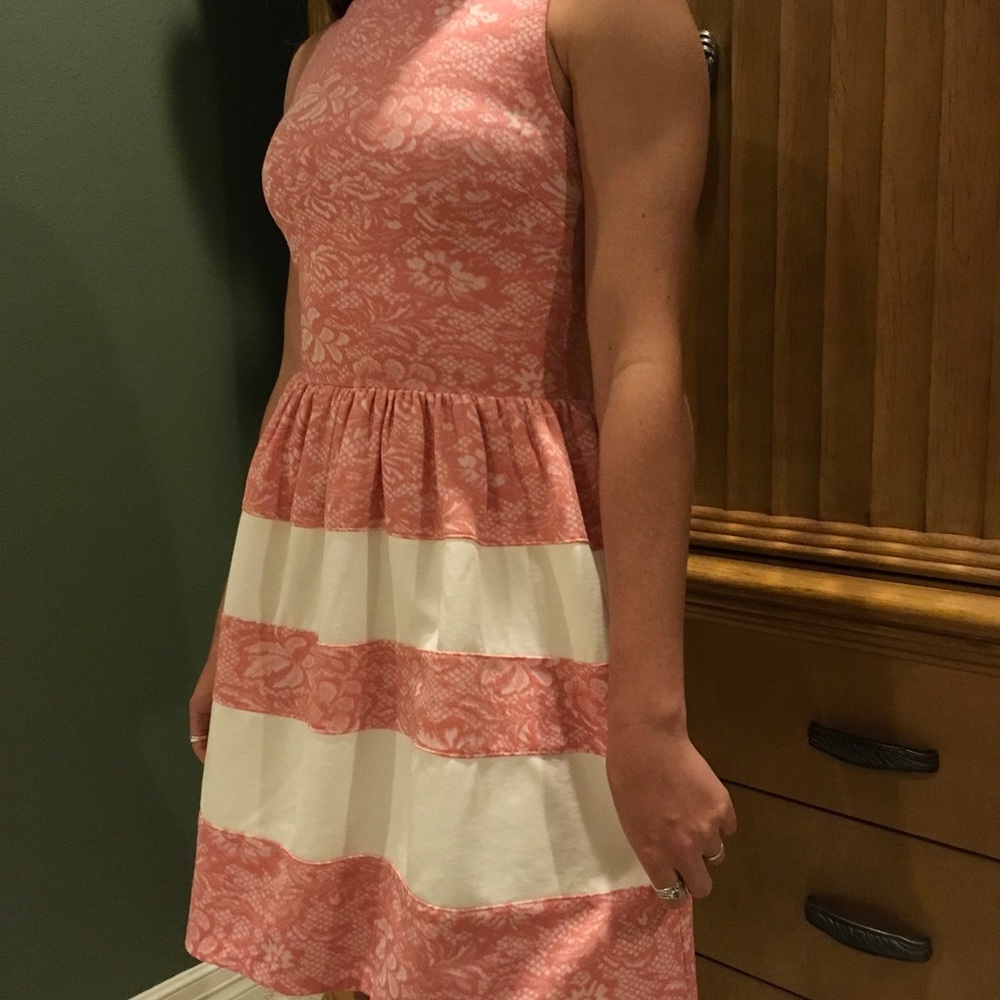 Peach & Ivory Dress with Lace